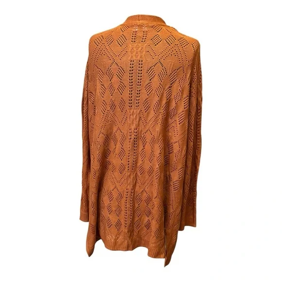 NEW Market & Spruce Pumpkin Oversize Long-Sleeve Open Long Cardigan with Pockets - Picture 4 of 8